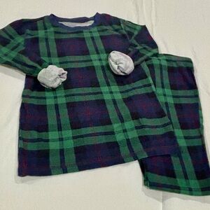 Kids Old Navy Green and Blue Plaid Pajama set